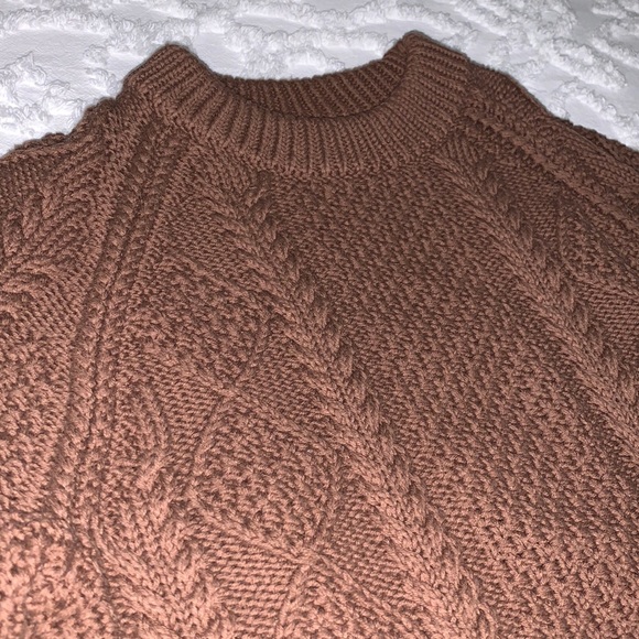 LLBean Signature Cotton Fisherman Sweater in Chocolate Brown Size XS - Picture 6 of 8